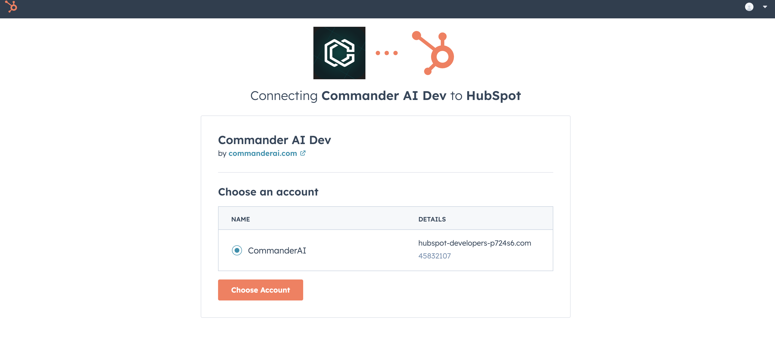 Click choose account